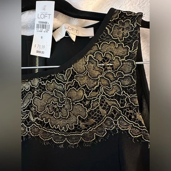 Women's Ann‎ Taylor LOFT Dress Black Gold
Appliqué Lace size 6- New with tags - Picture 2 of 11